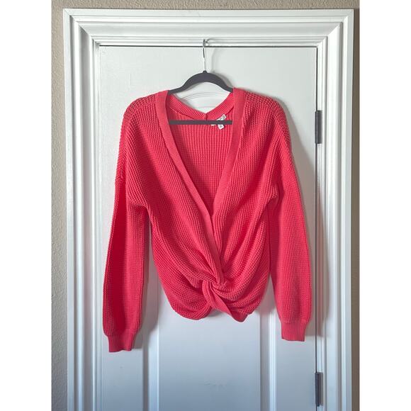 BP Women's Pink Knotted Pullover Sweater V-neck Small - Picture 2 of 6